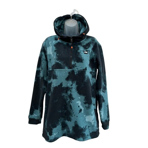 Montec Echo Hood FW20 Womens Fleece Pullover Hoodie Tie-Dye Green & Black S 100% - Picture 8 of 9